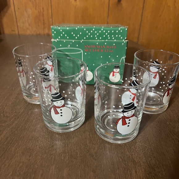 Snowman DOF Glasses Set of Four 12 Oz Made in Turkey Nantucket With Box - Picture 5 of 15